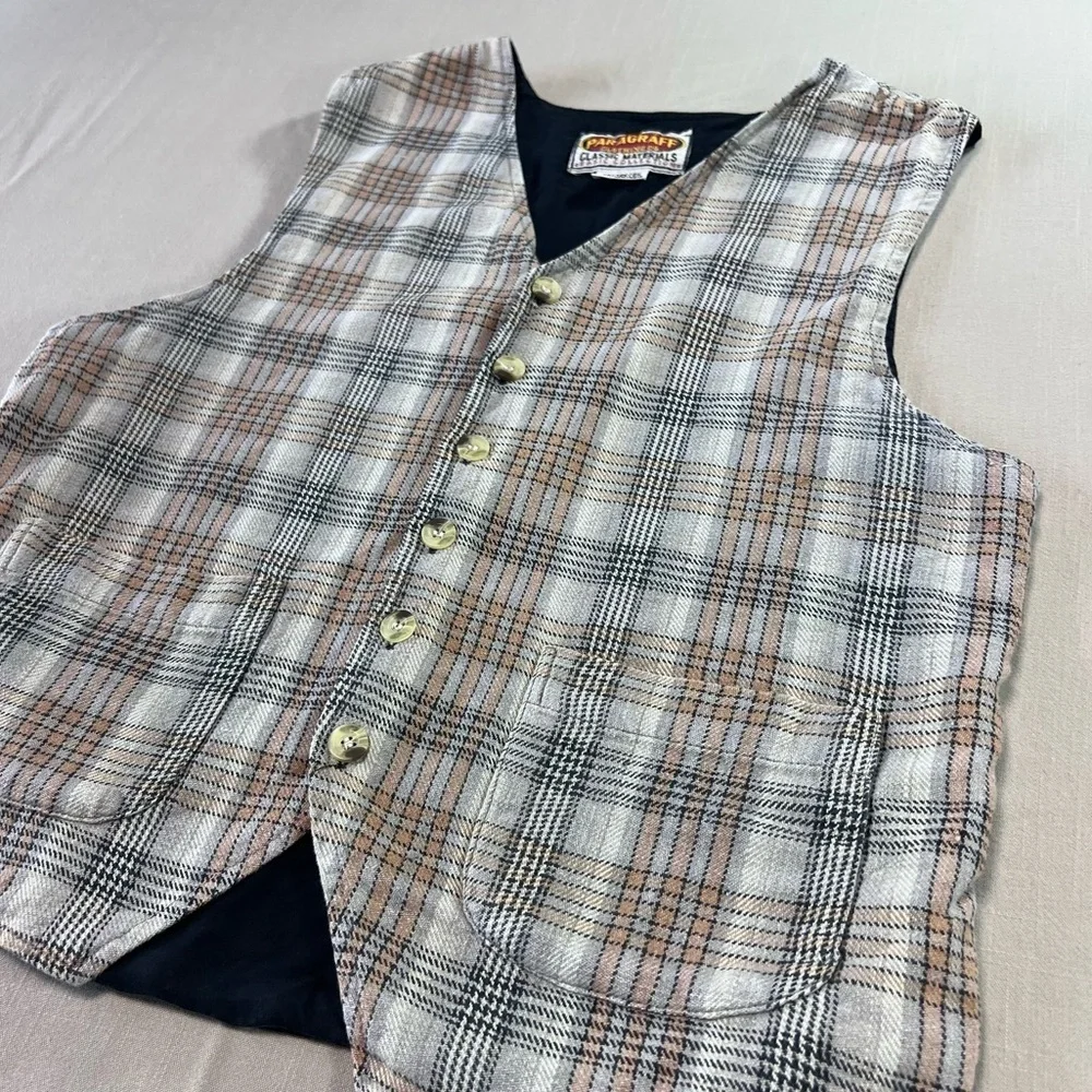 Paragraff Clothing Co Men’s Plaid Button Vest Size Small Vintage Heritage